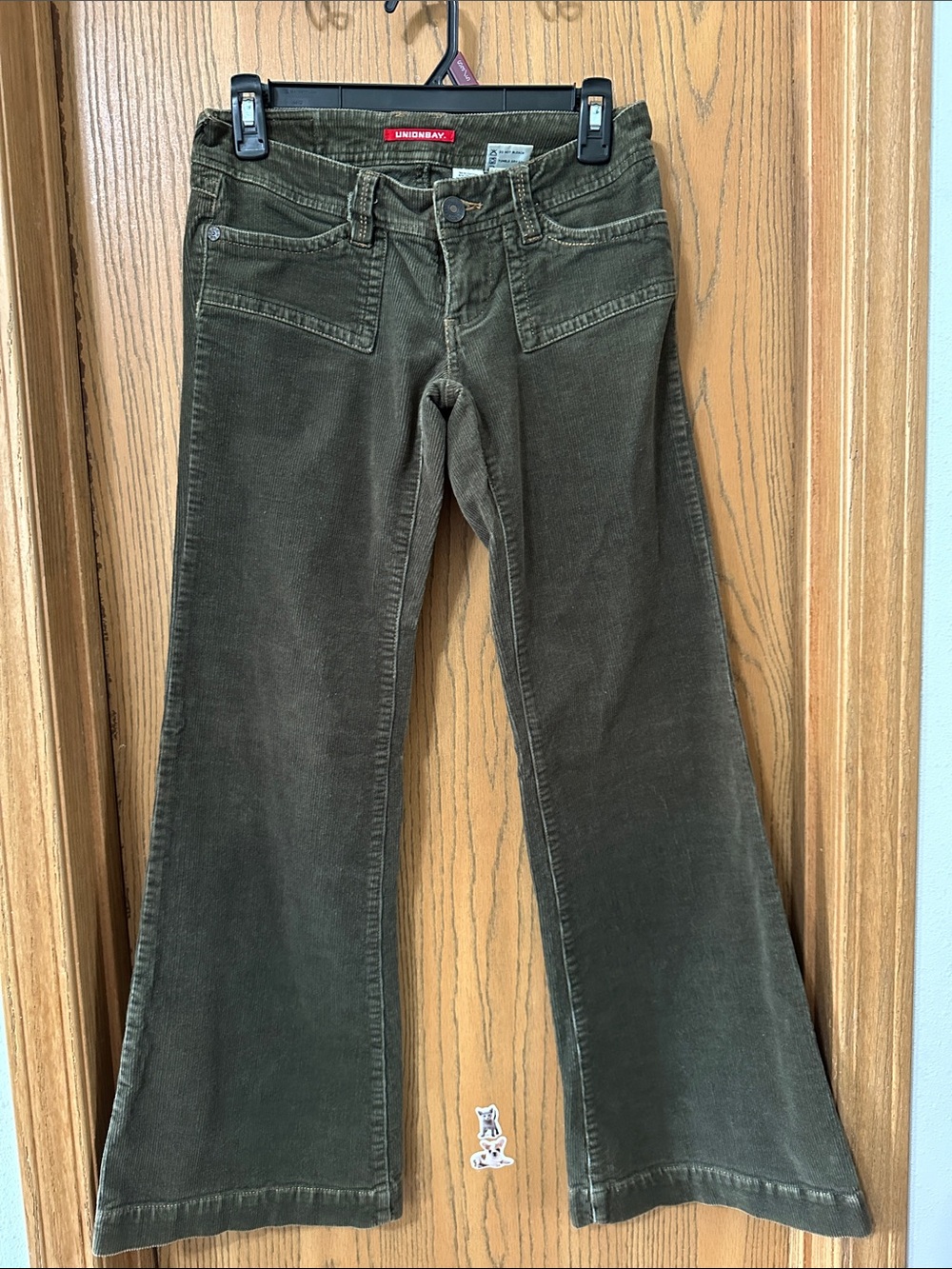 UNIONBAY Dark Olive Corduroy Flare Pants